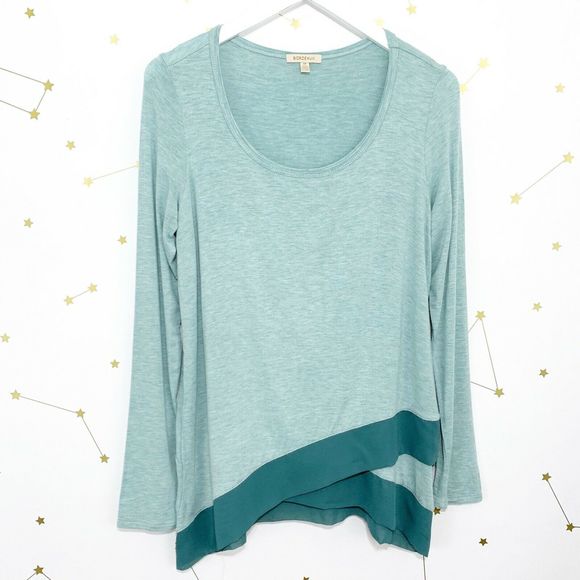 Anthropologie Tops - Anthro • Blue Chiffon Layered Hem Long Sleeve Tee